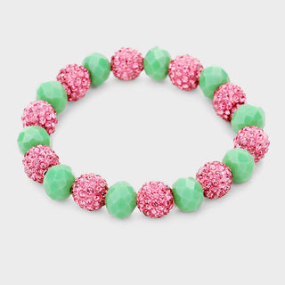 SHAMBALLA BALL FACETED BEAD STRETCH BRACELET - Cathys Place