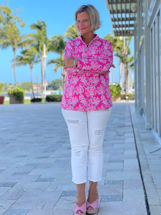 PINK LANE ZIPPER TOP - Cathys Place