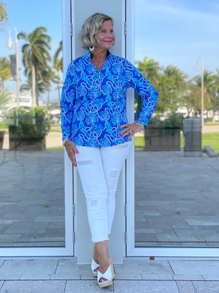 AQUA LANE ZIPPER TOP - Cathys Place
