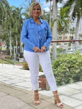 KEY WEST BLUE LINEN JACKET - Cathys Place