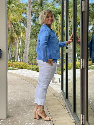 KEY WEST BLUE LINEN JACKET - Cathys Place