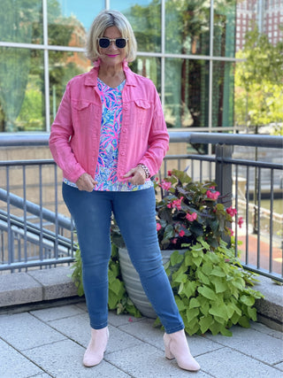KEY WEST FLAMINGO PINK LINEN JACKET - Cathys Place