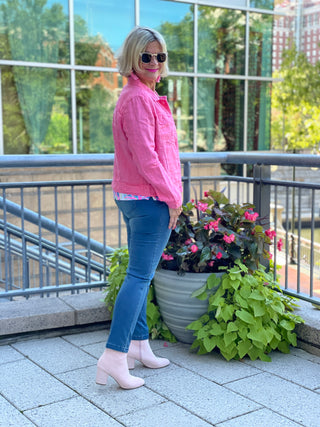 KEY WEST FLAMINGO PINK LINEN JACKET - Cathys Place