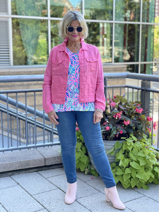 KEY WEST FLAMINGO PINK LINEN JACKET - Cathys Place