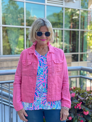 KEY WEST FLAMINGO PINK LINEN JACKET - Cathys Place
