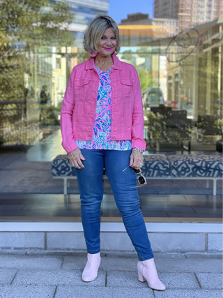 KEY WEST FLAMINGO PINK LINEN JACKET - Cathys Place