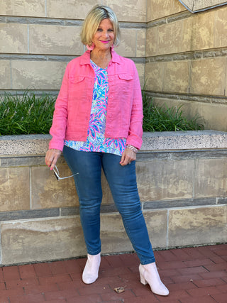KEY WEST FLAMINGO PINK LINEN JACKET - Cathys Place