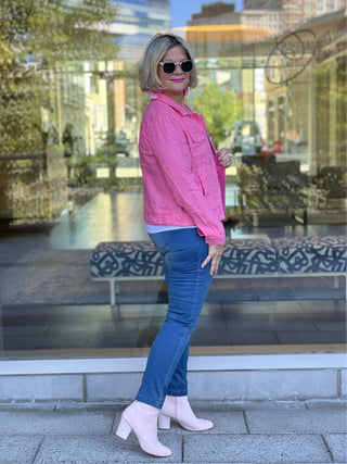 KEY WEST FLAMINGO PINK LINEN JACKET - Cathys Place