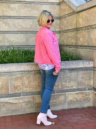 KEY WEST FLAMINGO PINK LINEN JACKET - Cathys Place