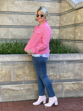 KEY WEST FLAMINGO PINK LINEN JACKET - Cathys Place