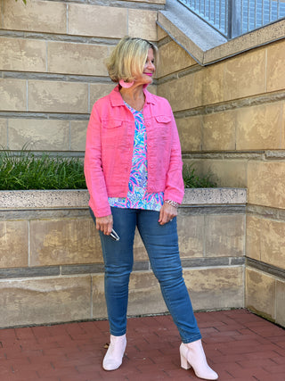 KEY WEST FLAMINGO PINK LINEN JACKET - Cathys Place