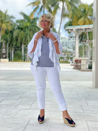 NAUTICAL NAVY SLEEEVLESS RUFFLE - Cathys Place