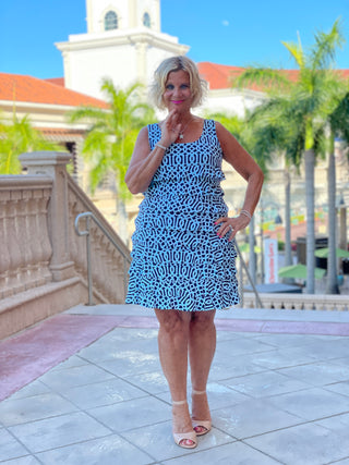 SERENA BLUE LAYERED RUFFLE DRESS - Cathys Place