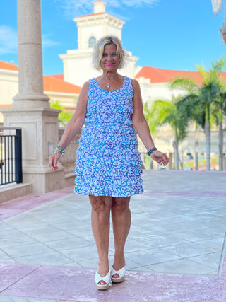 AQUA REEF LAYERED RUFFLE DRESS - Cathys Place