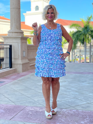 AQUA REEF LAYERED RUFFLE DRESS - Cathys Place