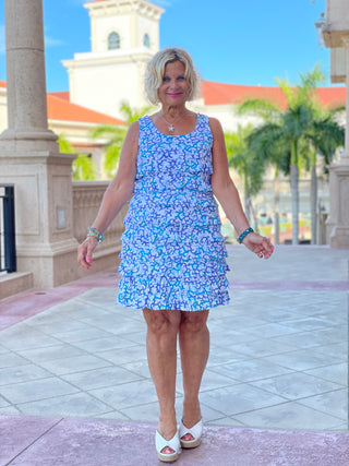 AQUA REEF LAYERED RUFFLE DRESS - Cathys Place