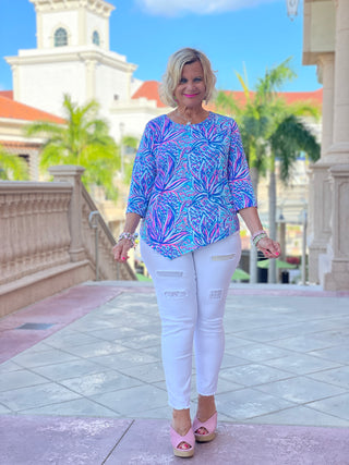 EMMA BLUE ASYMMETRIC TOP - Cathys Place