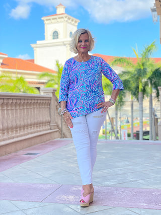EMMA BLUE ASYMMETRIC TOP - Cathys Place