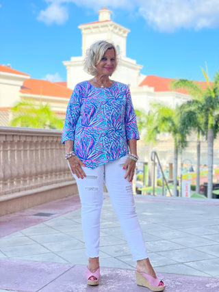 EMMA BLUE ASYMMETRIC TOP - Cathys Place