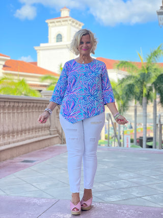 EMMA BLUE ASYMMETRIC TOP - Cathys Place