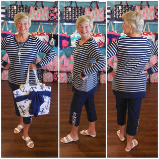 RHINESTONE CAPRI NAVY - Cathys Place