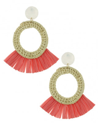 Raffia Basket Weave Straw Earring Set