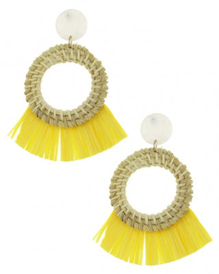 Raffia Basket Weave Straw Earring Set