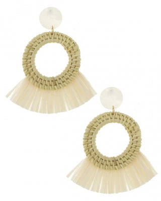 Raffia Basket Weave Straw Earring Set