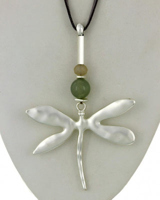 Dragonfly Acrylic Suede Pendant Long Necklace - Cathys Place