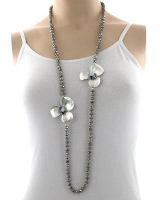 Flower Glass Long Necklace