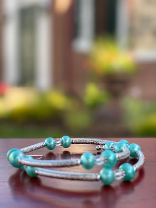 FRESH WATER PEARL AQUA BRACELET WRAP - Cathys Place