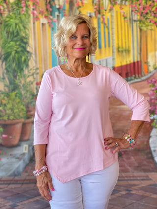 FROSTED PINK ASYMMETRIC TOP - Cathys Place