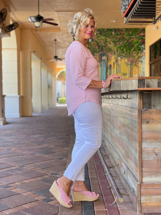 FROSTED PINK ASYMMETRIC TOP