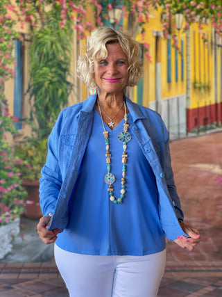 KEY WEST NEW BLU LINEN JACKET - Cathys Place