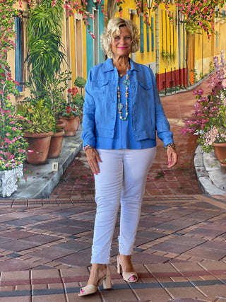 KEY WEST NEW BLU LINEN JACKET - Cathys Place