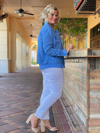 KEY WEST NEW BLU LINEN JACKET - Cathys Place