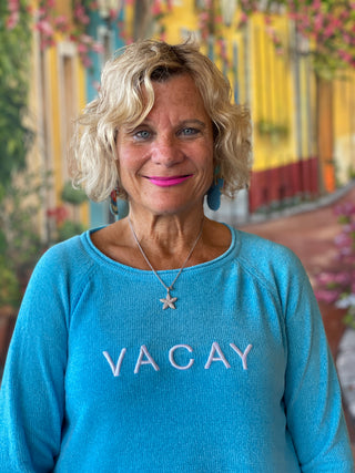 CHENILLE NEW BLUE VACA SWEATER