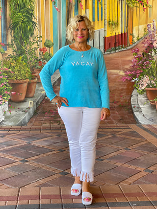 CHENILLE NEW BLUE VACA SWEATER