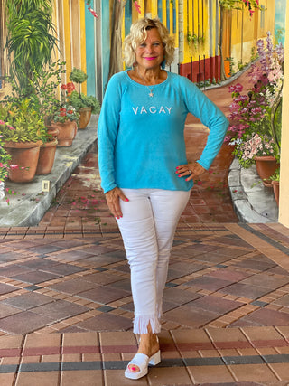 CHENILLE NEW BLUE VACA SWEATER