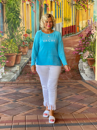 CHENILLE NEW BLUE VACA SWEATER