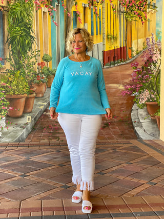 CHENILLE NEW BLUE VACA SWEATER