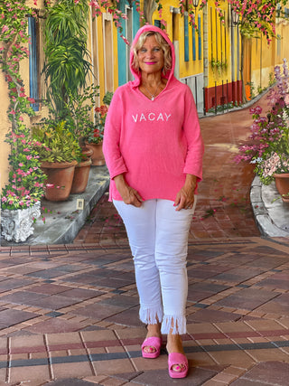 CHENILLE HOODED VACA SWEATER