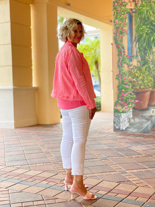 KEY WEST CORAL LINEN JACKET - Cathys Place