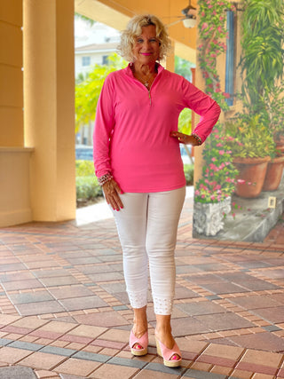 HOT PINK ZIPPER TOP