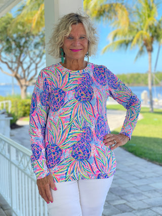 PINK PINEAPPLE DREAM THUMB HOLE TOP