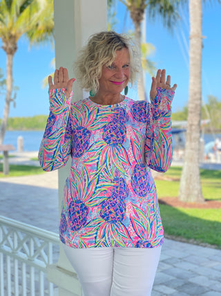 PINK PINEAPPLE DREAM THUMB HOLE TOP