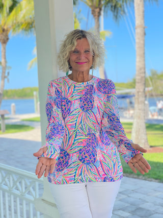PINK PINEAPPLE DREAM THUMB HOLE TOP