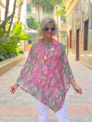 EMILY PINK PALM GROVE PONCHO - Cathys Place