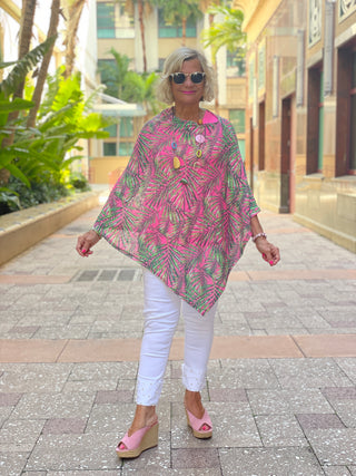 EMILY PINK PALM GROVE PONCHO - Cathys Place