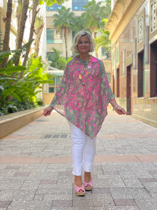 EMILY PINK PALM GROVE PONCHO - Cathys Place